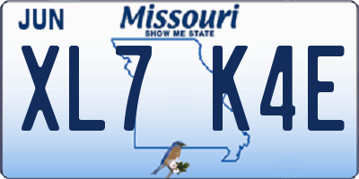 MO license plate XL7K4E