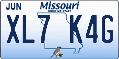 MO license plate XL7K4G