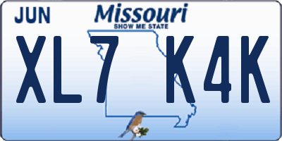 MO license plate XL7K4K