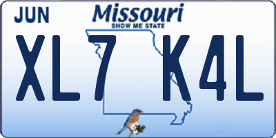 MO license plate XL7K4L