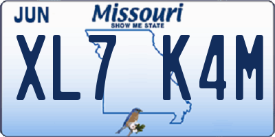 MO license plate XL7K4M