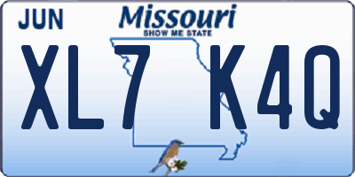 MO license plate XL7K4Q