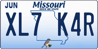 MO license plate XL7K4R