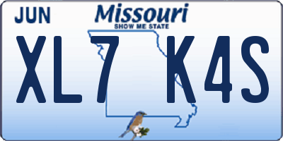 MO license plate XL7K4S