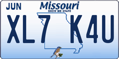 MO license plate XL7K4U
