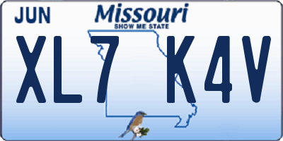 MO license plate XL7K4V