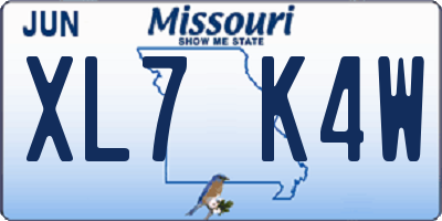 MO license plate XL7K4W