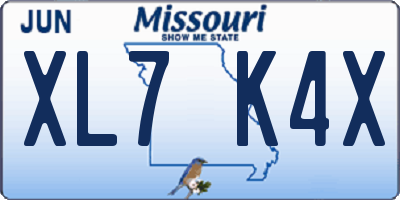 MO license plate XL7K4X