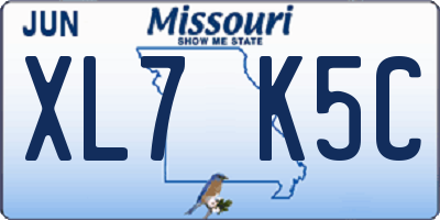MO license plate XL7K5C