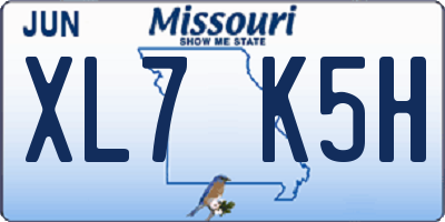 MO license plate XL7K5H