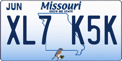 MO license plate XL7K5K