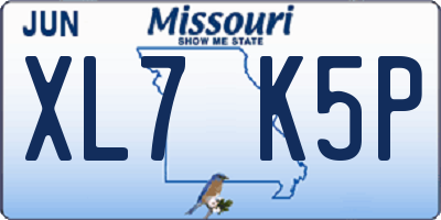 MO license plate XL7K5P