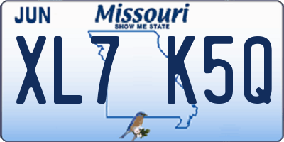 MO license plate XL7K5Q