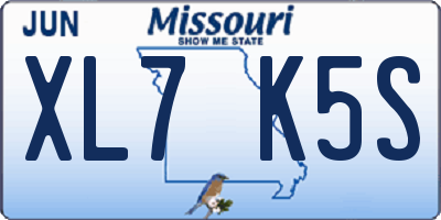 MO license plate XL7K5S