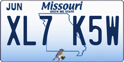 MO license plate XL7K5W