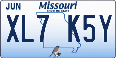 MO license plate XL7K5Y