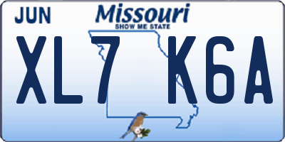 MO license plate XL7K6A