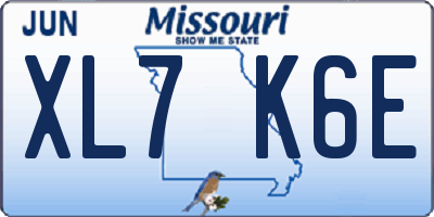 MO license plate XL7K6E
