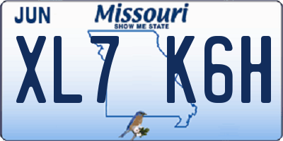 MO license plate XL7K6H