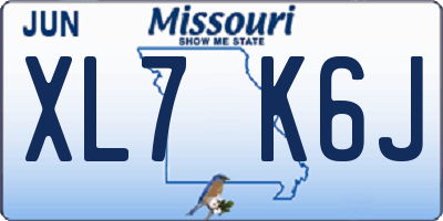 MO license plate XL7K6J