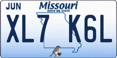 MO license plate XL7K6L