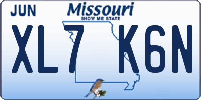 MO license plate XL7K6N