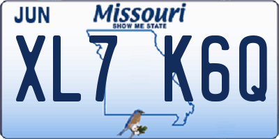 MO license plate XL7K6Q