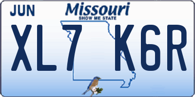 MO license plate XL7K6R