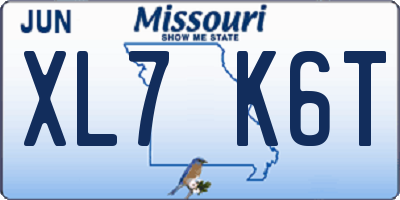 MO license plate XL7K6T