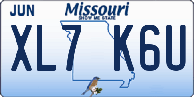 MO license plate XL7K6U