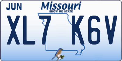 MO license plate XL7K6V