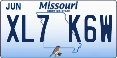 MO license plate XL7K6W