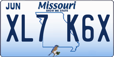 MO license plate XL7K6X