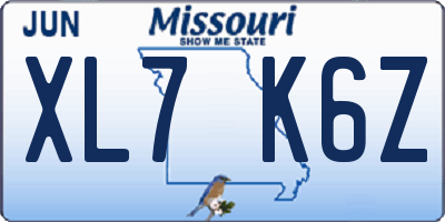MO license plate XL7K6Z
