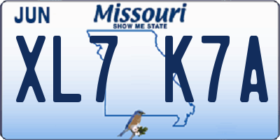MO license plate XL7K7A