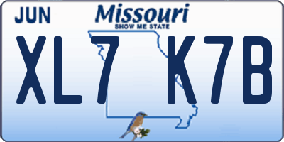 MO license plate XL7K7B