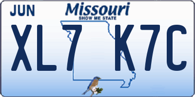 MO license plate XL7K7C