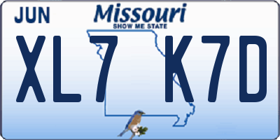 MO license plate XL7K7D