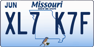 MO license plate XL7K7F
