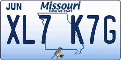 MO license plate XL7K7G