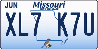 MO license plate XL7K7U