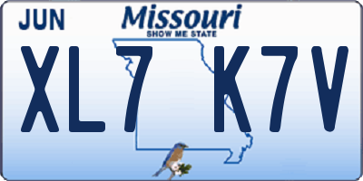 MO license plate XL7K7V