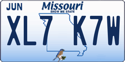 MO license plate XL7K7W