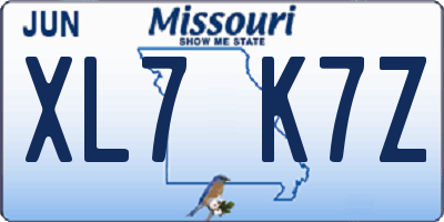 MO license plate XL7K7Z