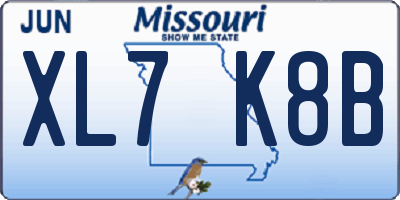 MO license plate XL7K8B