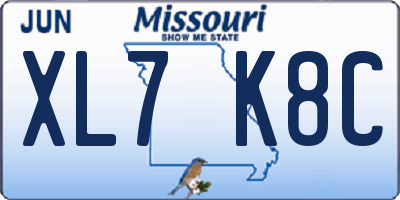 MO license plate XL7K8C