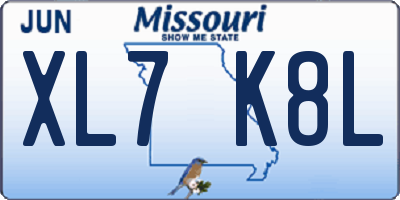 MO license plate XL7K8L