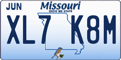 MO license plate XL7K8M