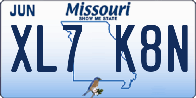 MO license plate XL7K8N