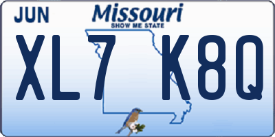 MO license plate XL7K8Q